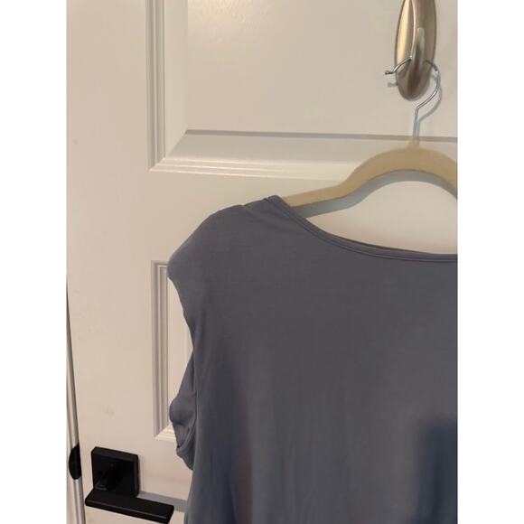 Anthropologie Soft Grey Drapey Cap Sleeve Blouse - Picture 2 of 3